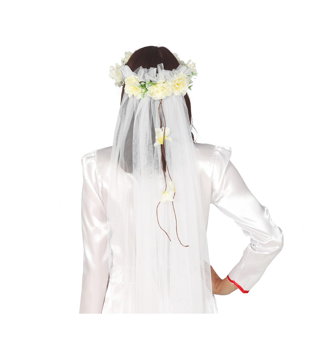 Tiára - se závojem a květinami