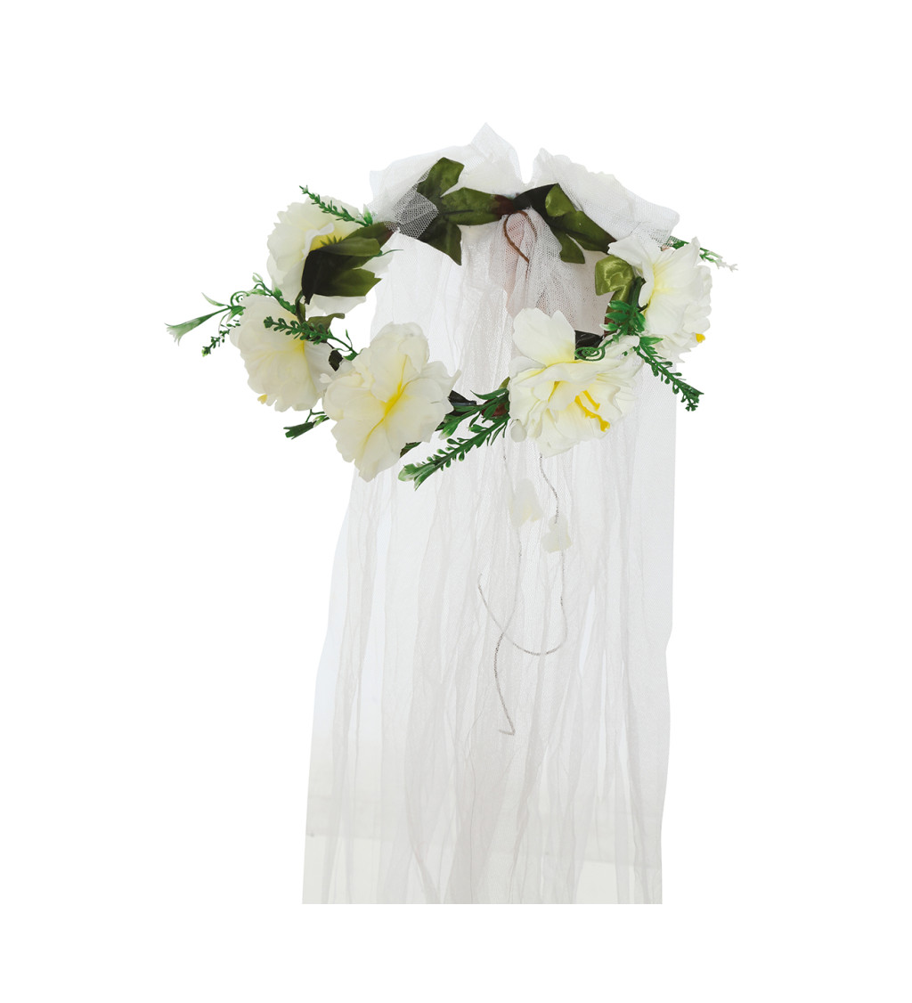 Tiára - se závojem a květinami