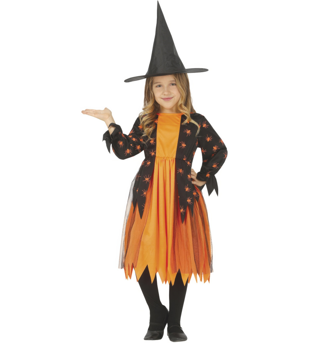 Dětský kostým čarodějnice s pavouky