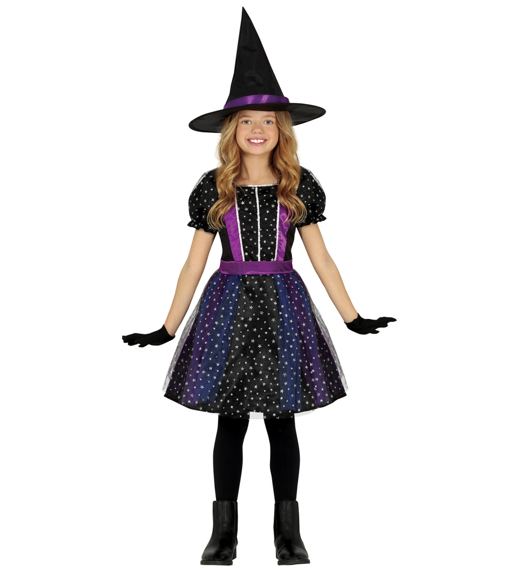 Dětský kostým čarodějnice s hvězdami