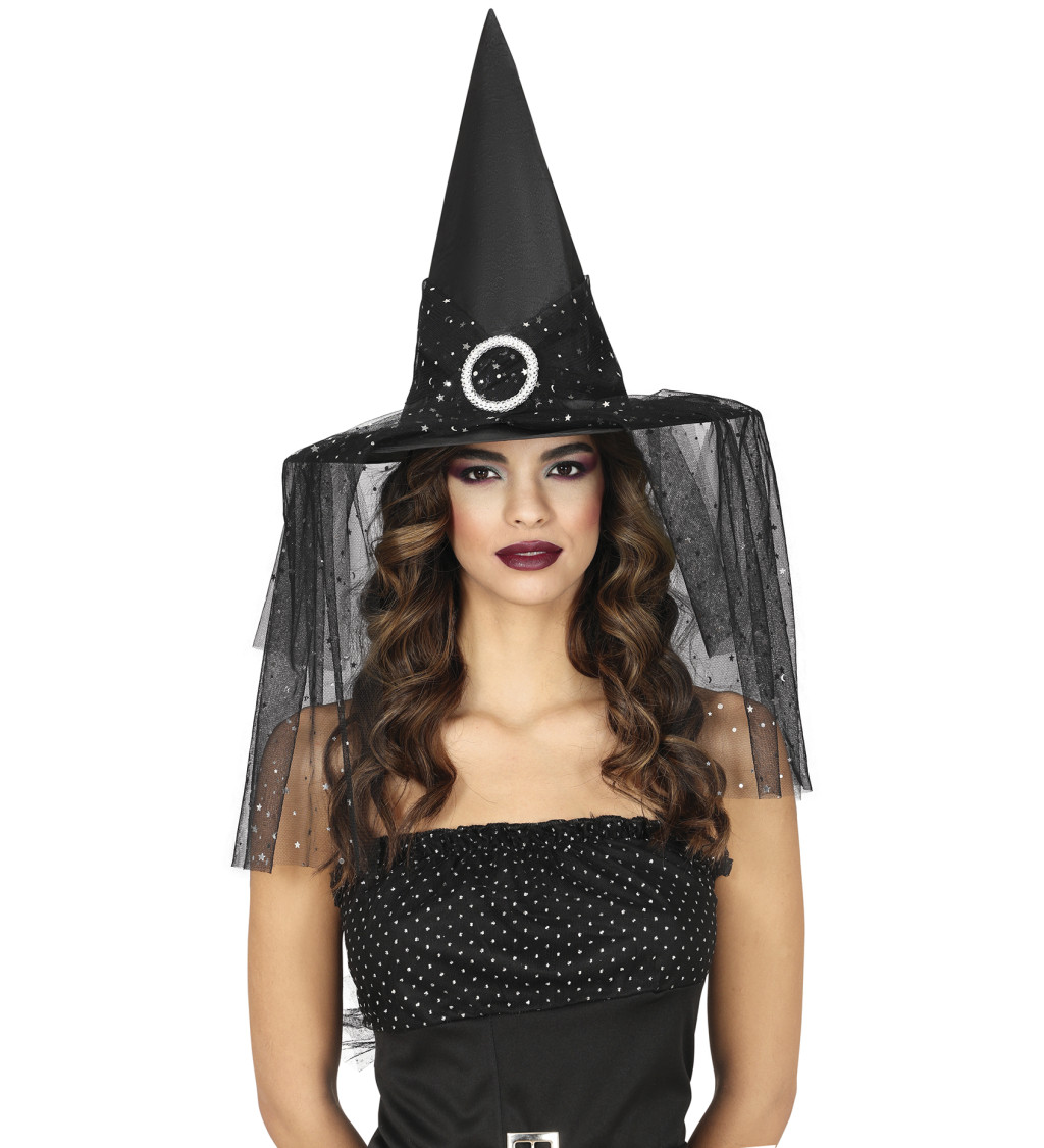 Špičatý klobouk s hvězdným motivem