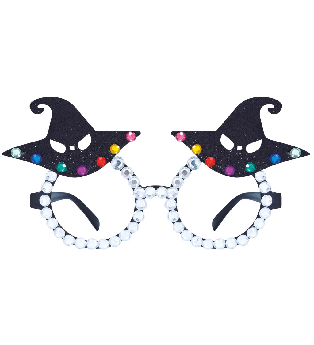 Třpytivé brýle s čarodějnickým kloboukem