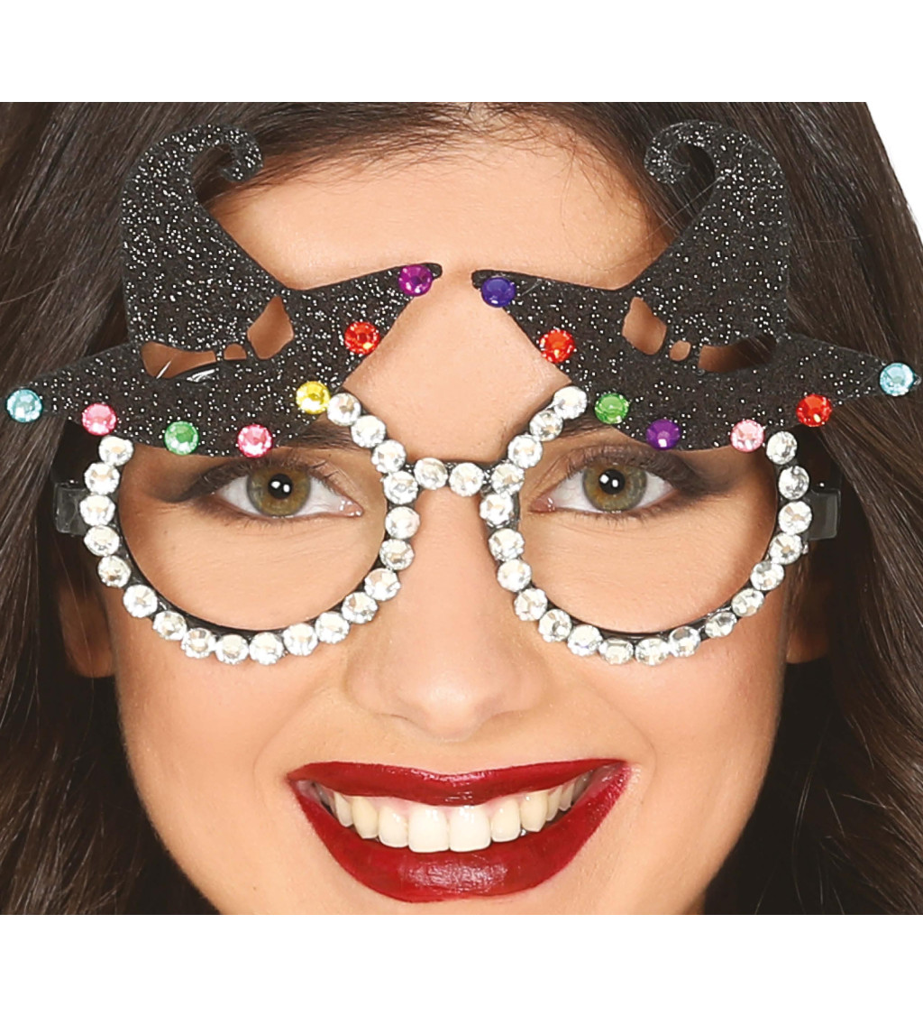 Třpytivé brýle s čarodějnickým kloboukem