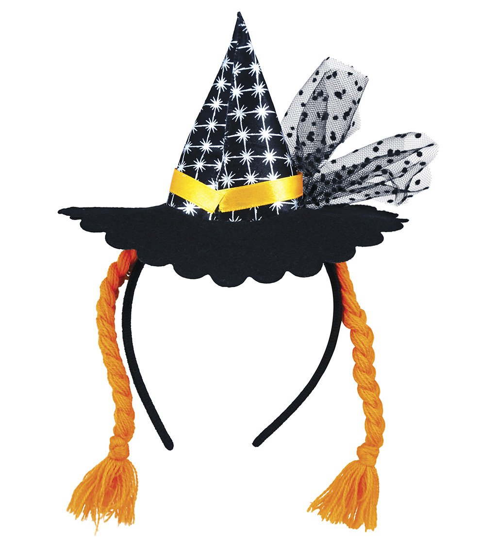 Mini klobouk s oranžovými copánky