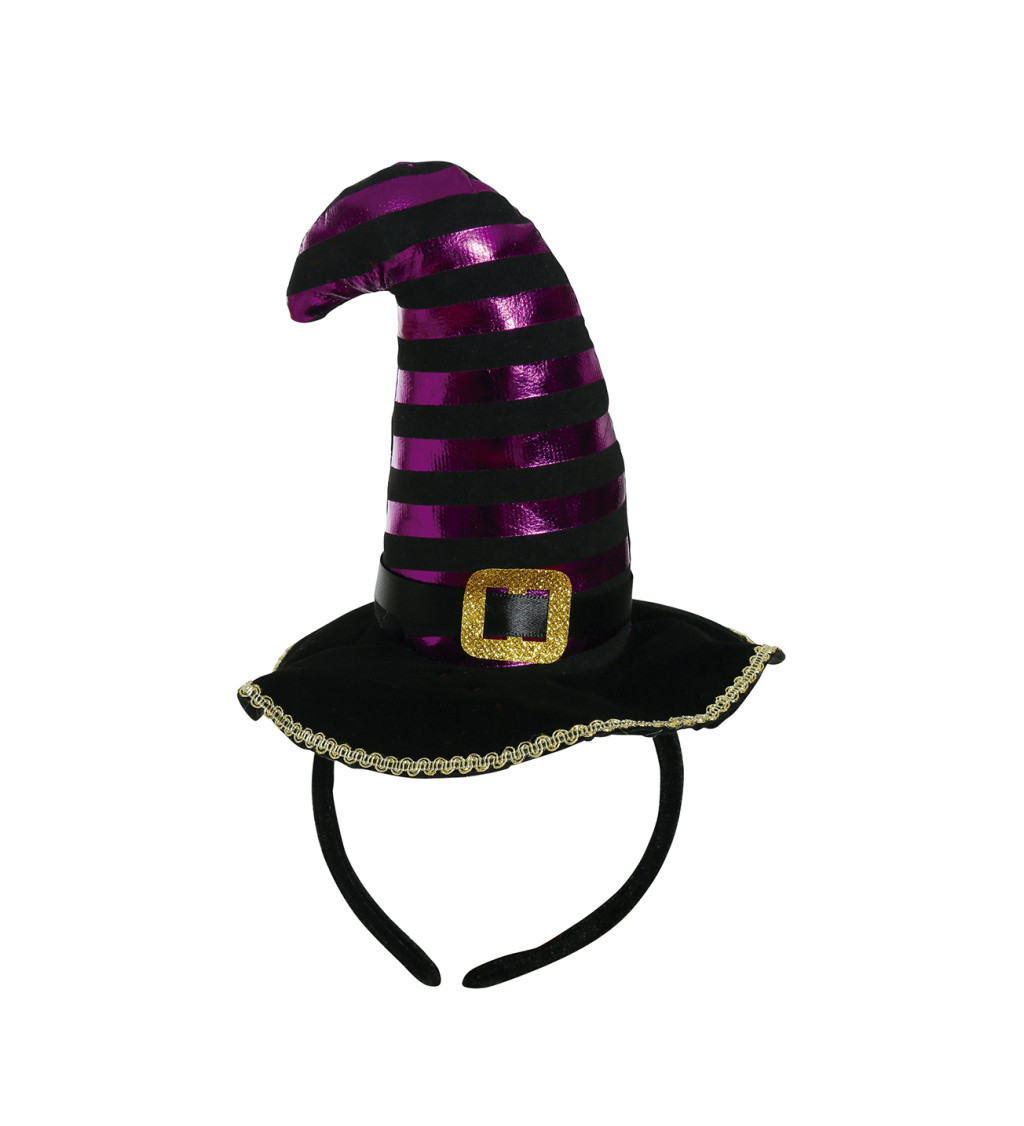 Černo-fialový mini čarodějnický klobouček s tiárou