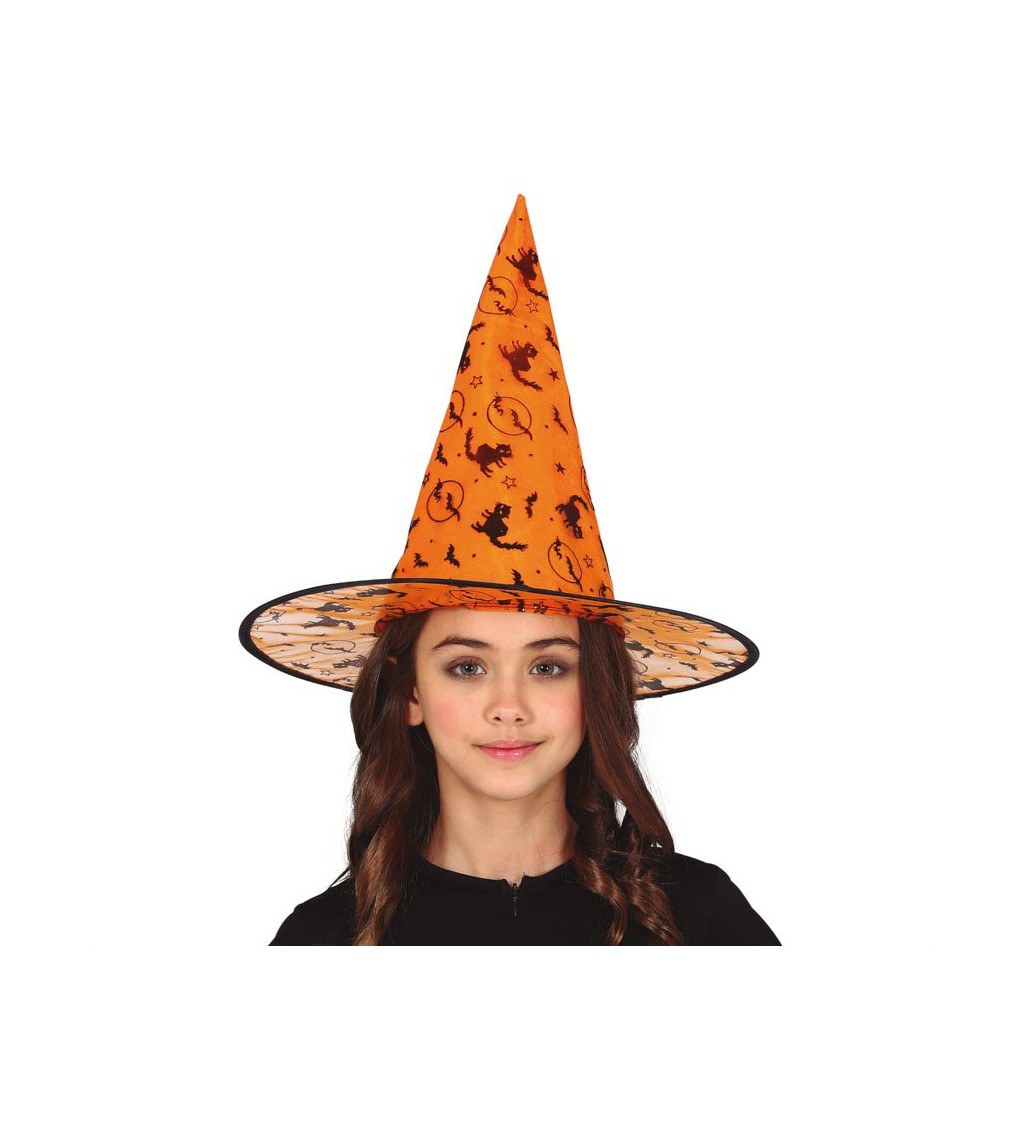 Oranžový čarodějnický klobouk