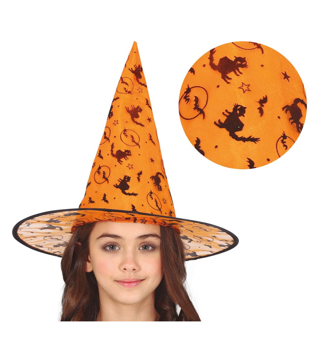 Oranžový čarodějnický klobouk