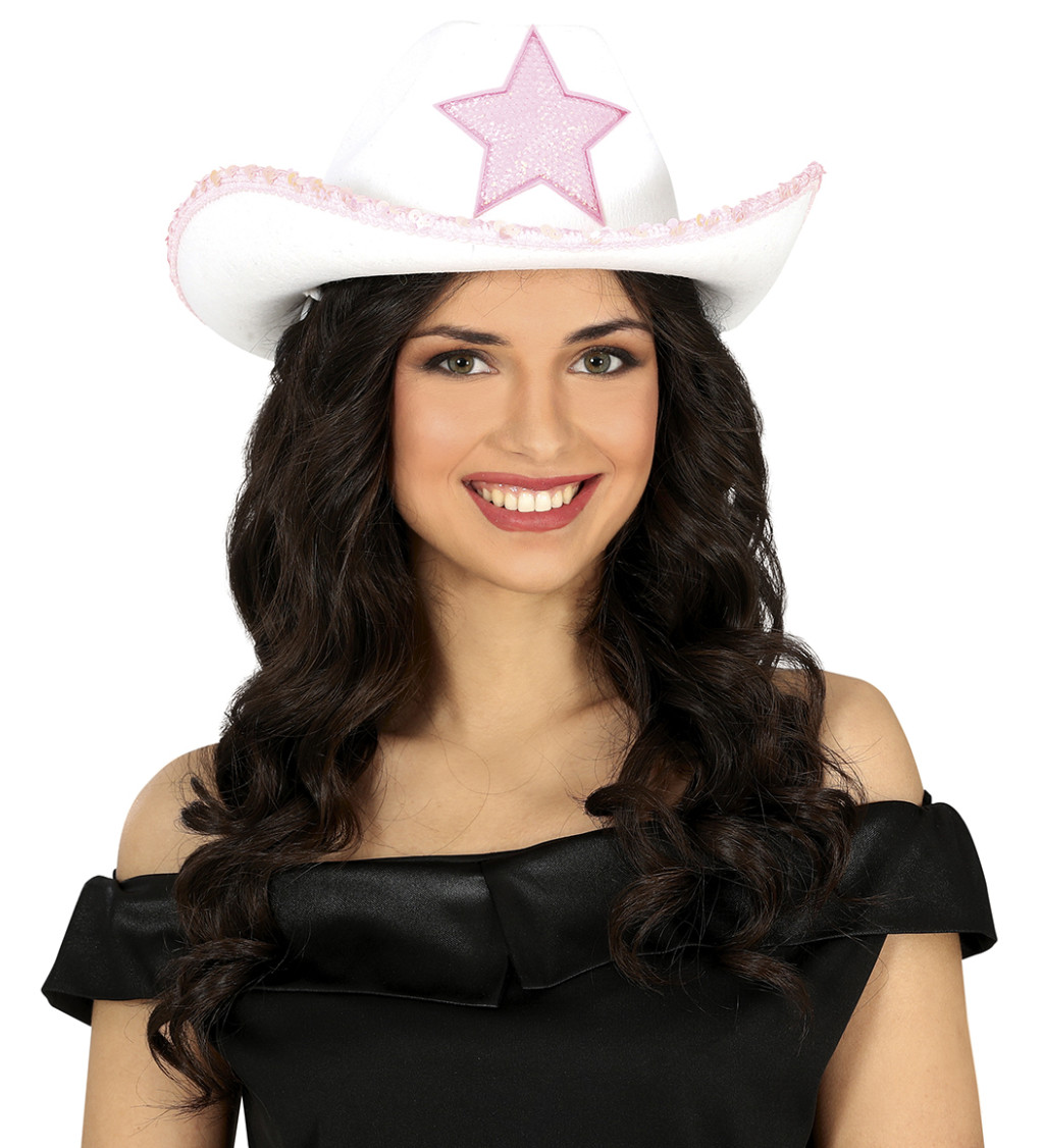 Bílý kovbojský klobouk -  s hvězdou