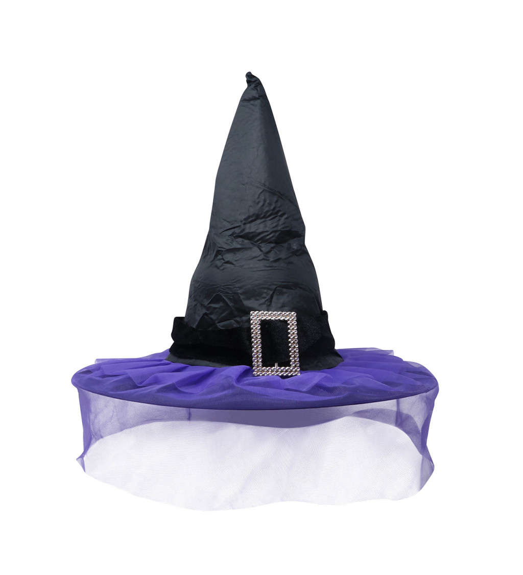 Černý čarodějnický klobouk se závojem