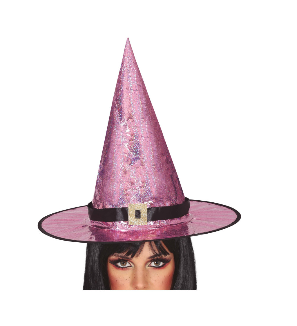 Růžový čarodějnický klobouk