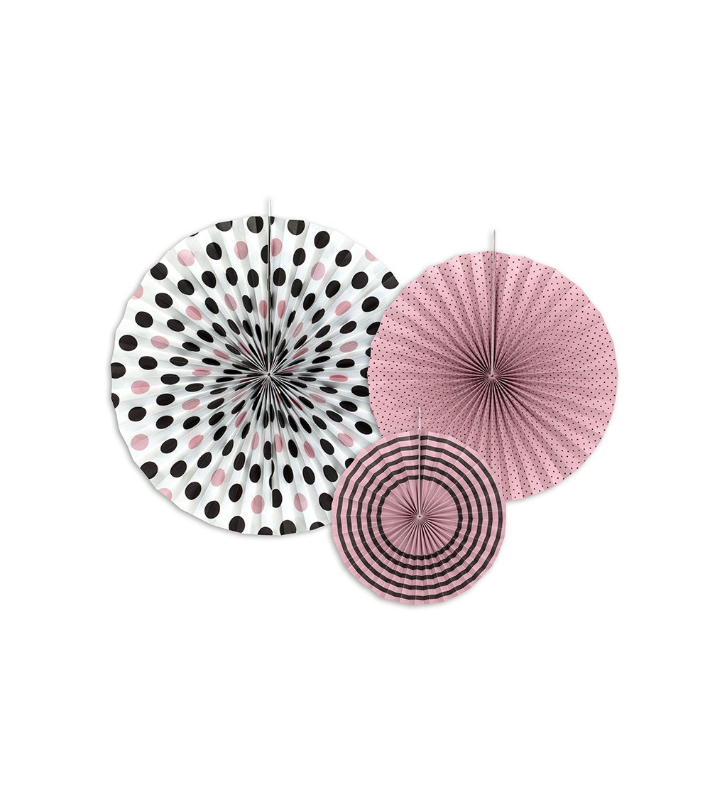 Papírová rozeta - Světle růžová, 3 ks