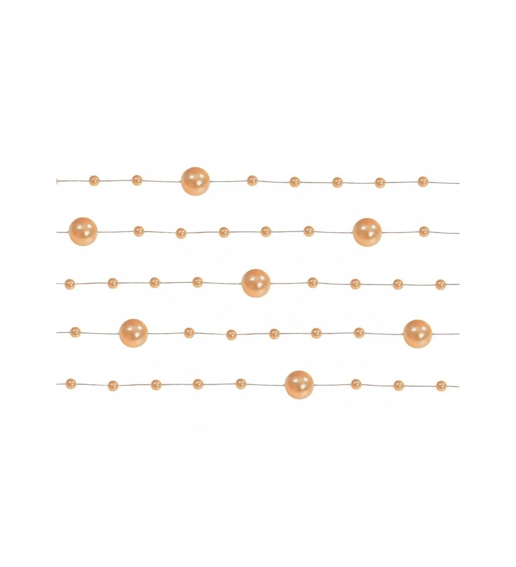Dekorativní perličky na provázku - Oranžové