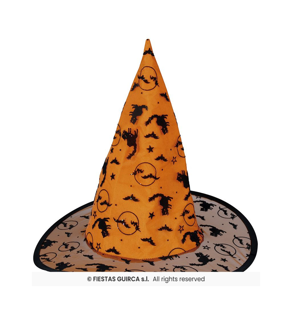 Oranžový čarodějnický klobouk