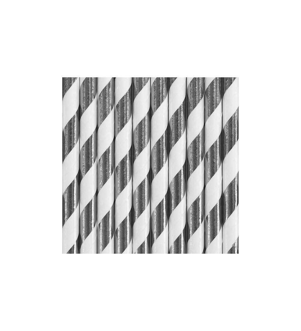 Brčka - Papírová, bílá se stříbrnými lesklými pruhy