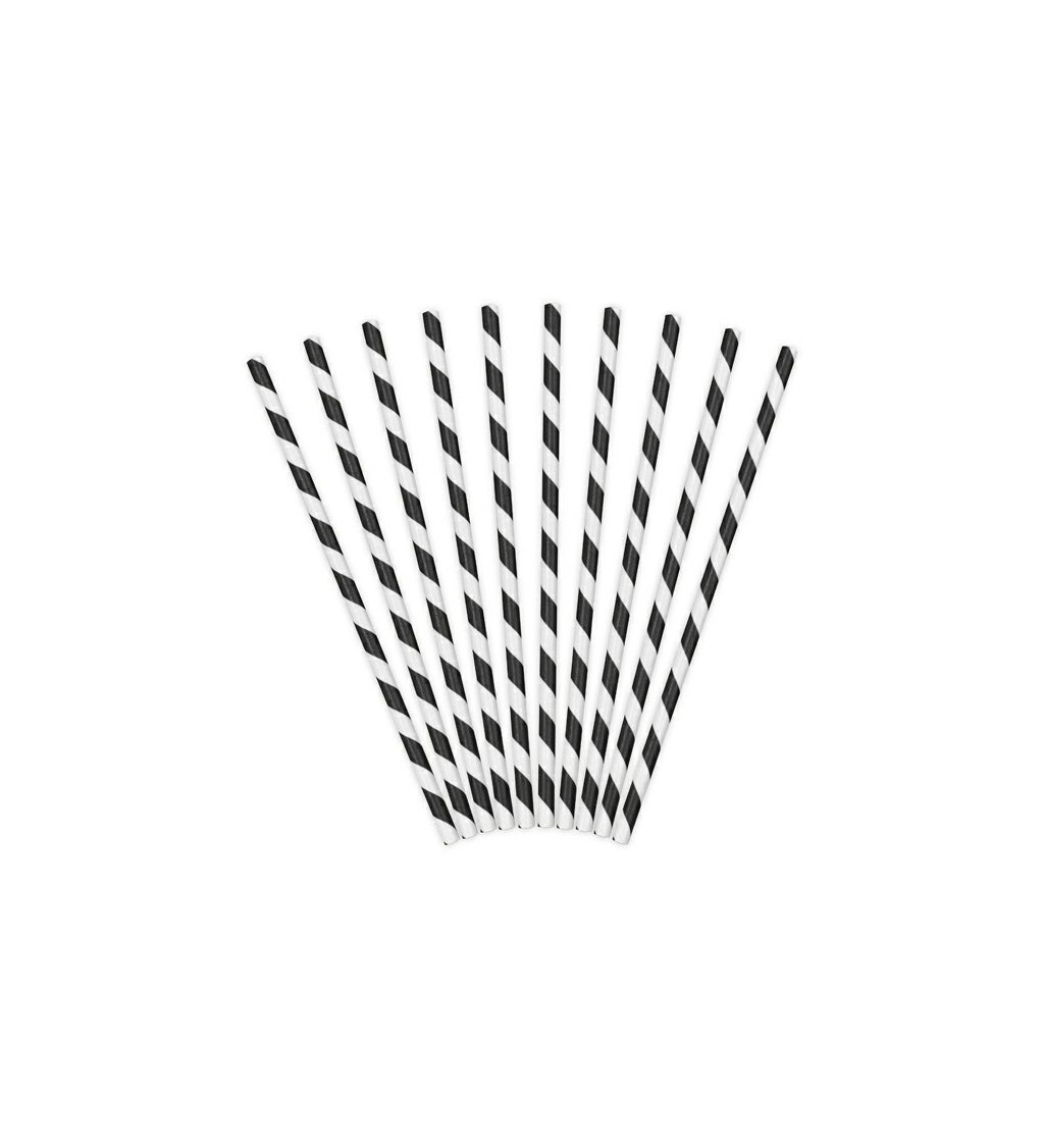 Brčka - Papírová, bílá, černé pruhy