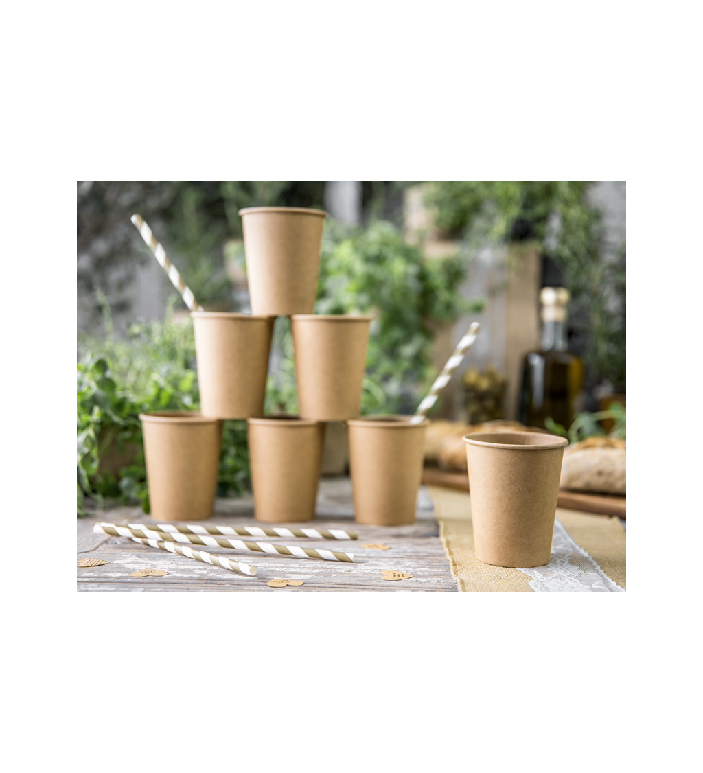 Brčka - Papírová, bílá se zlatými matnými pruhy