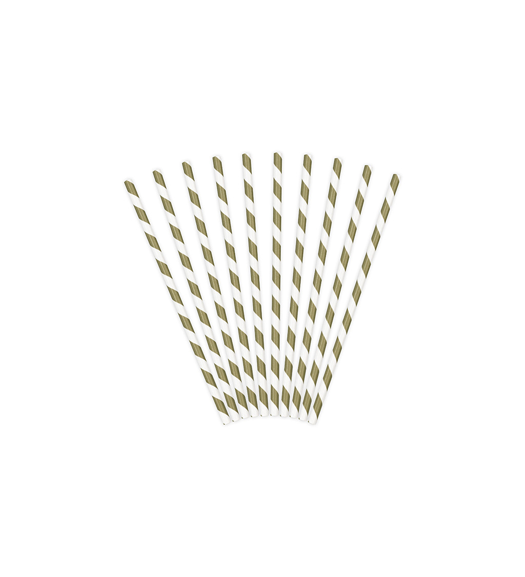 Brčka - Papírová, bílá se zlatými matnými pruhy