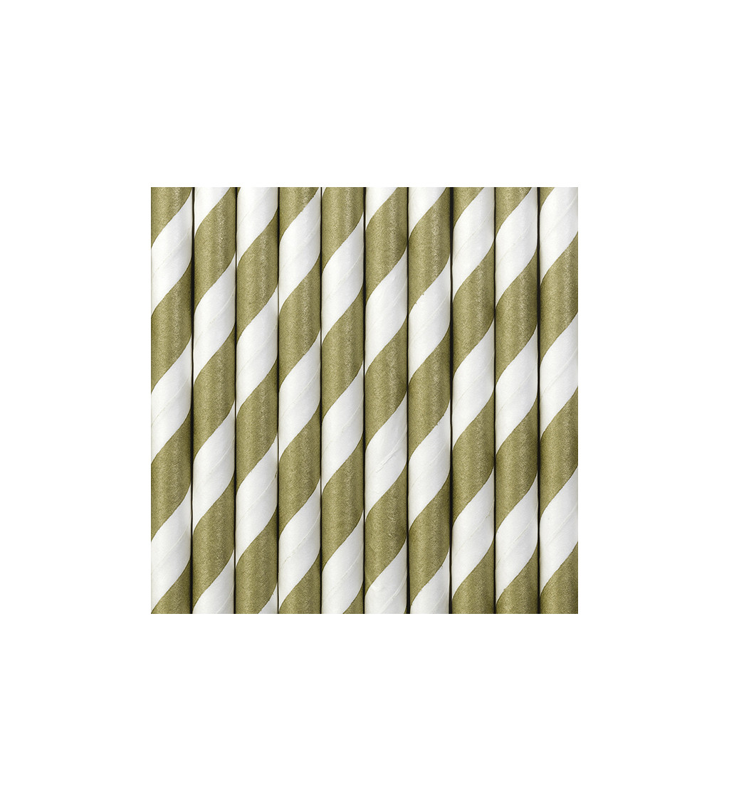 Brčka - Papírová, bílá se zlatými matnými pruhy