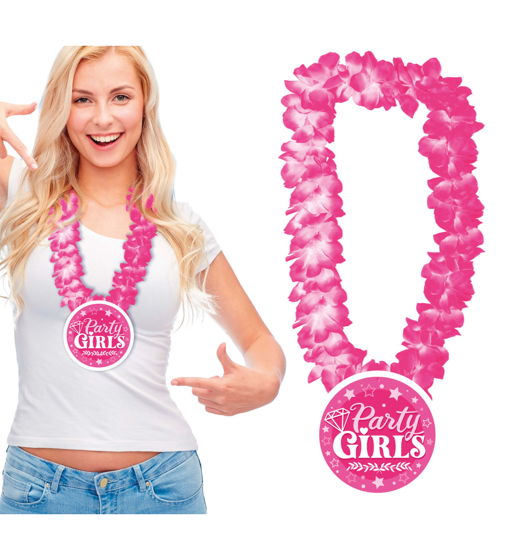 Havajský věnec - růžový "Party girls"