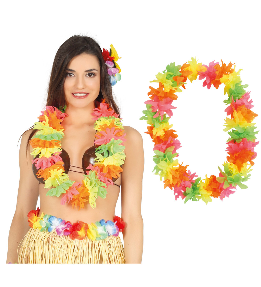 Havajský věnec - světle barevné květy