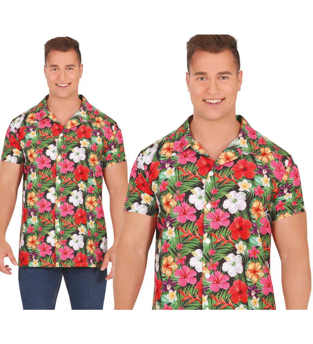 Havajská košile - zelené listy