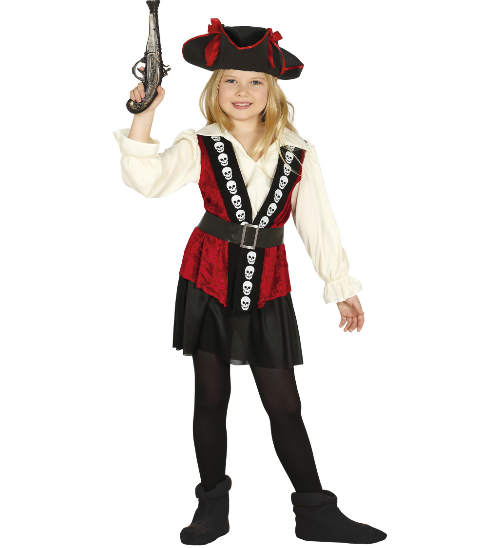 Dětský kostým - Pirátka s lebkami