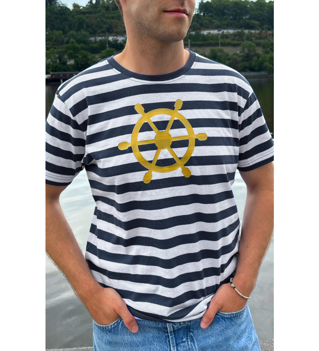 Pánské námořnické tričko - motiv kormidla