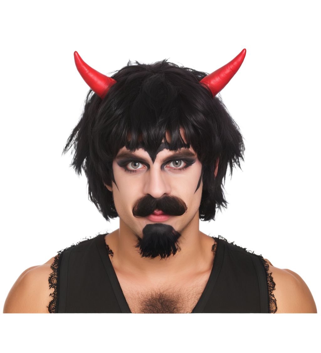 Paruka pánská ďábel s rohy