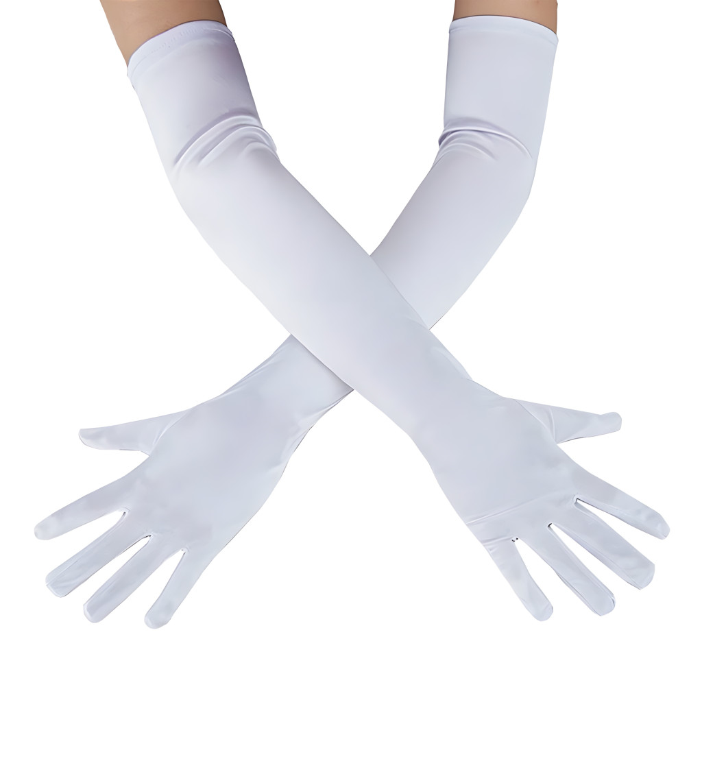 Dlouhé rukavice - bílé