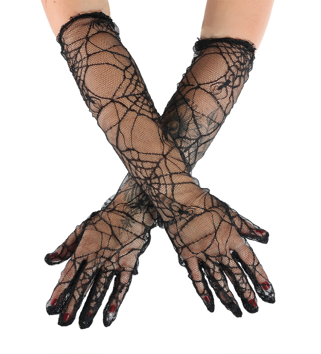 Dlouhé rukavice - s pavučinou