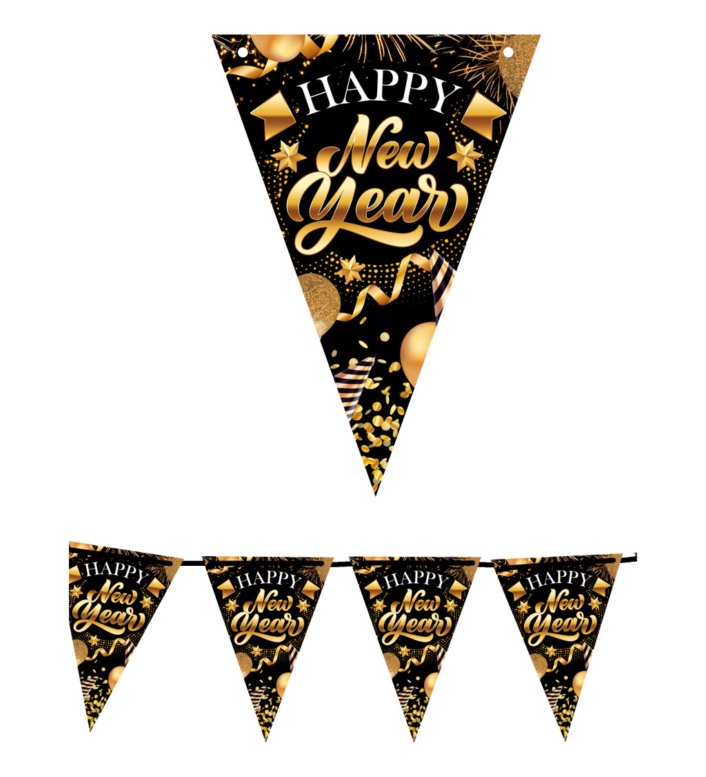 Happy New Year vlaječková girlanda