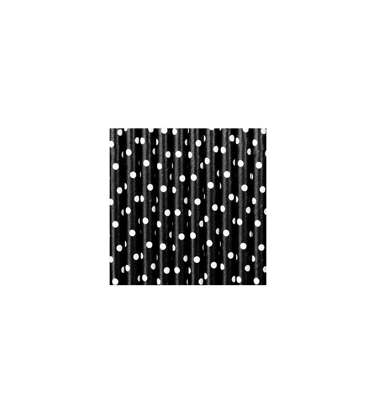 Brčka - Papírová, černá s bílými puntíky 