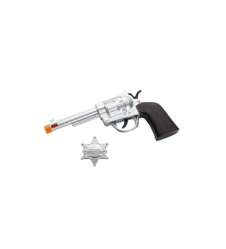 Revolver a šerifský odznak