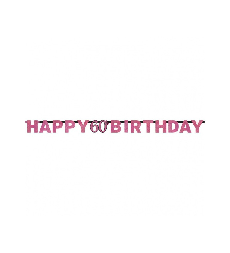 Růžový banner – Happy 60th birthday