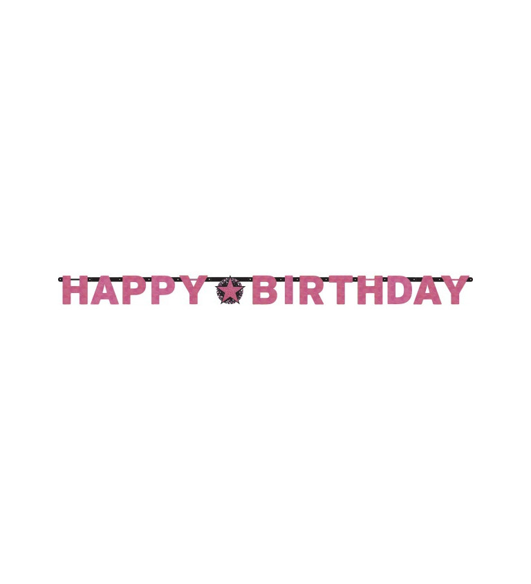  Růžový banner – Happy birthday