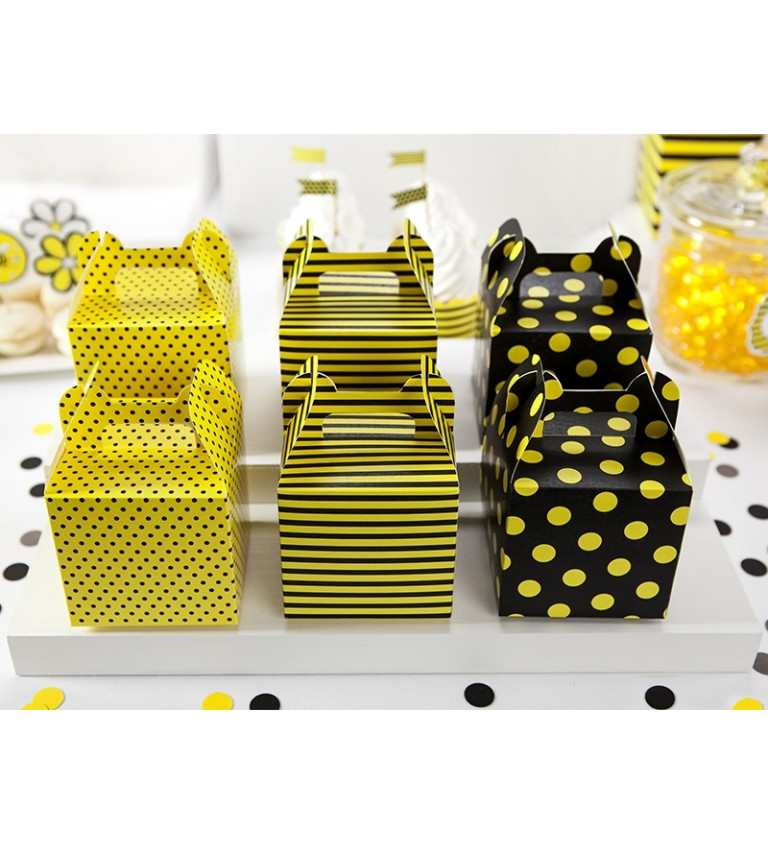 Set papírových krabiček na sladkosti (žluto-černé)