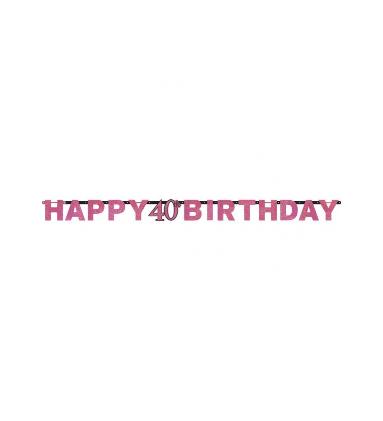 Růžový banner – Happy 40th birthday