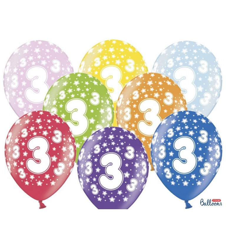 Balónek s číslem 3 (6ks)