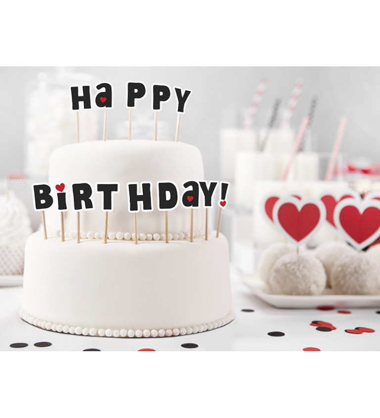 Ozdoba na dort - Nápis Happy Birthday