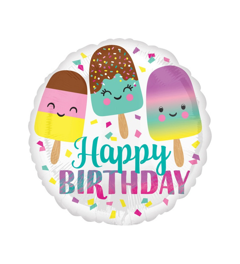 Fóliový balónek Happy Birthday - Ice Cream