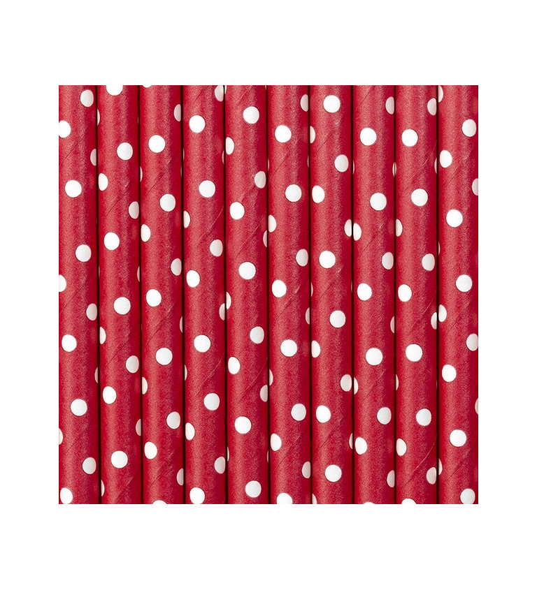 Brčka - Papírová, červená s bílými puntíky