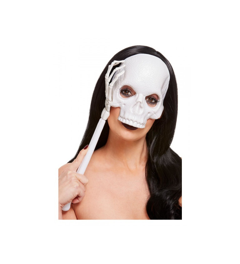 Bílá maska Lebka s držáčkem
