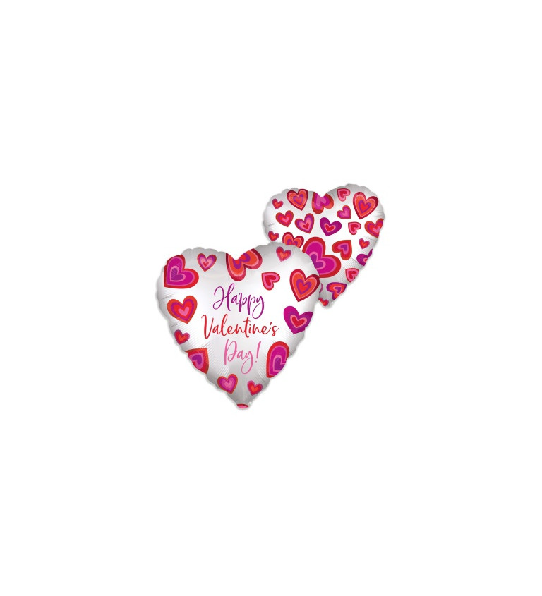 Fóliový balónek Happy Valentines Day - srdce IV