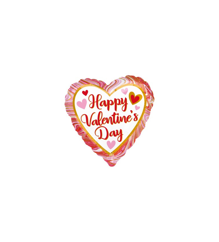 Fóliový balónek Happy Valentines Day - srdce