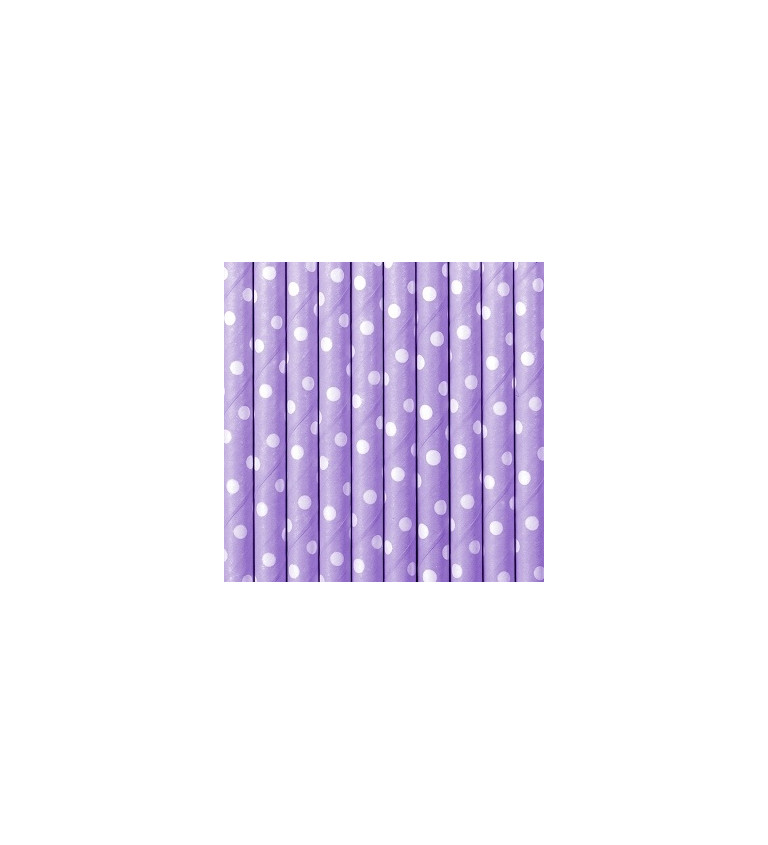 Brčka - Papírová, fialová s bílými puntíky