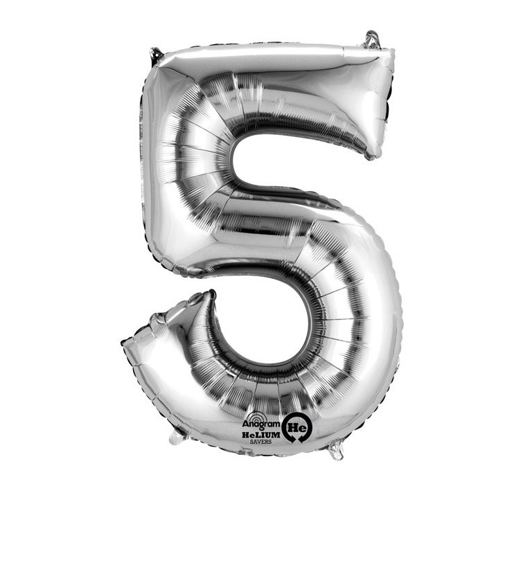 Balónek velký stříbrný - číslo 5