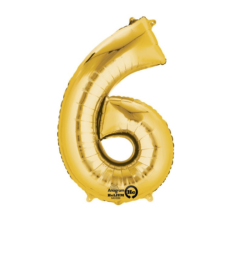 Balónek velký zlatý - číslo 6