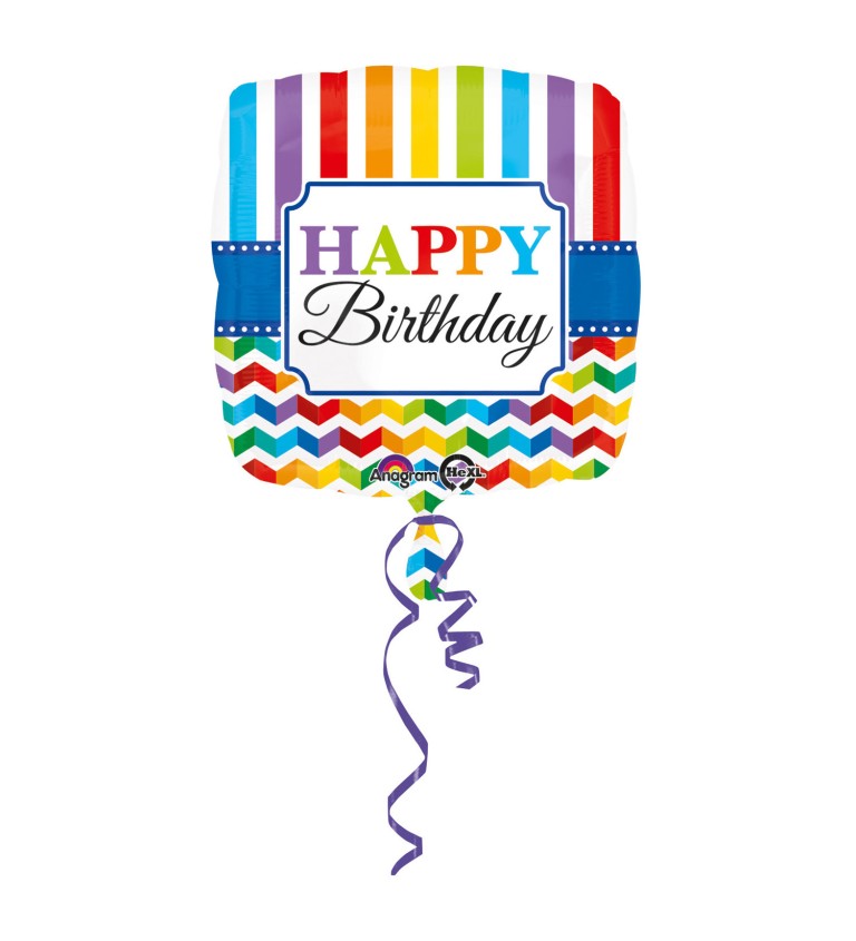 Fóliový balónek hranatý - Happy Birthday