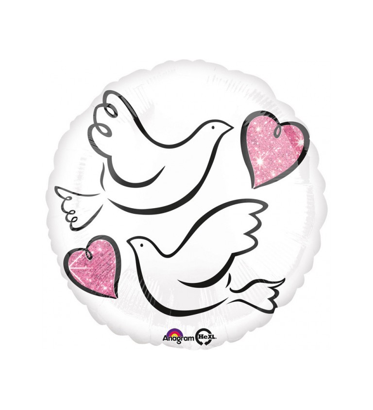 Fóliový balónek - Wedding Doves