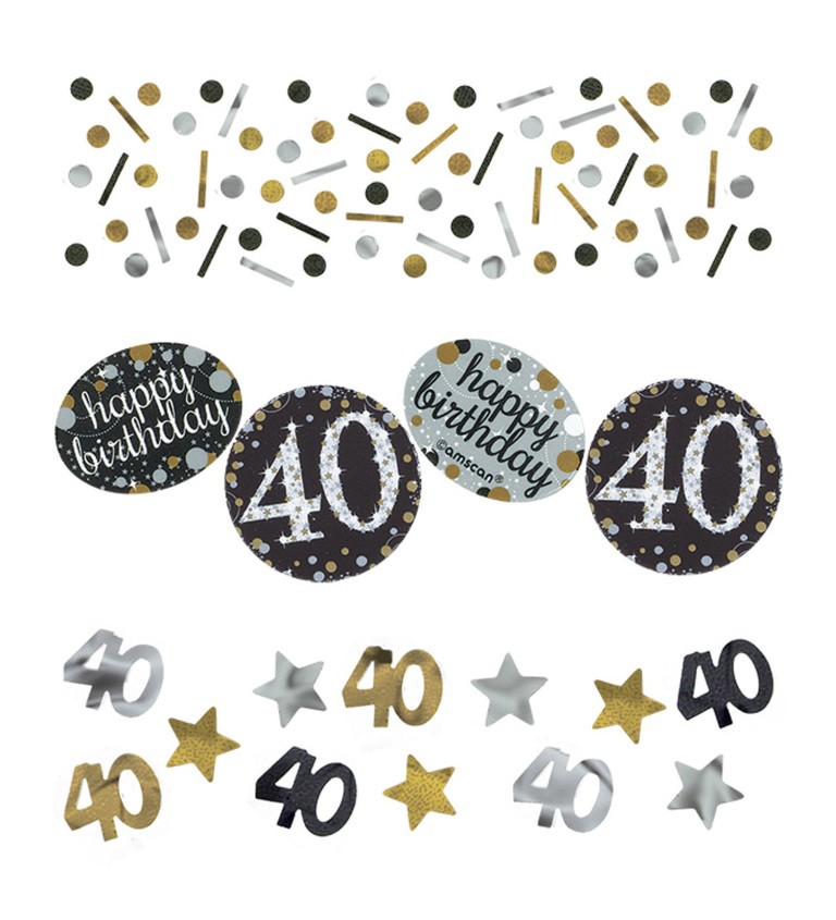 Balení zlato stříbrných narozeninových konfet - 40